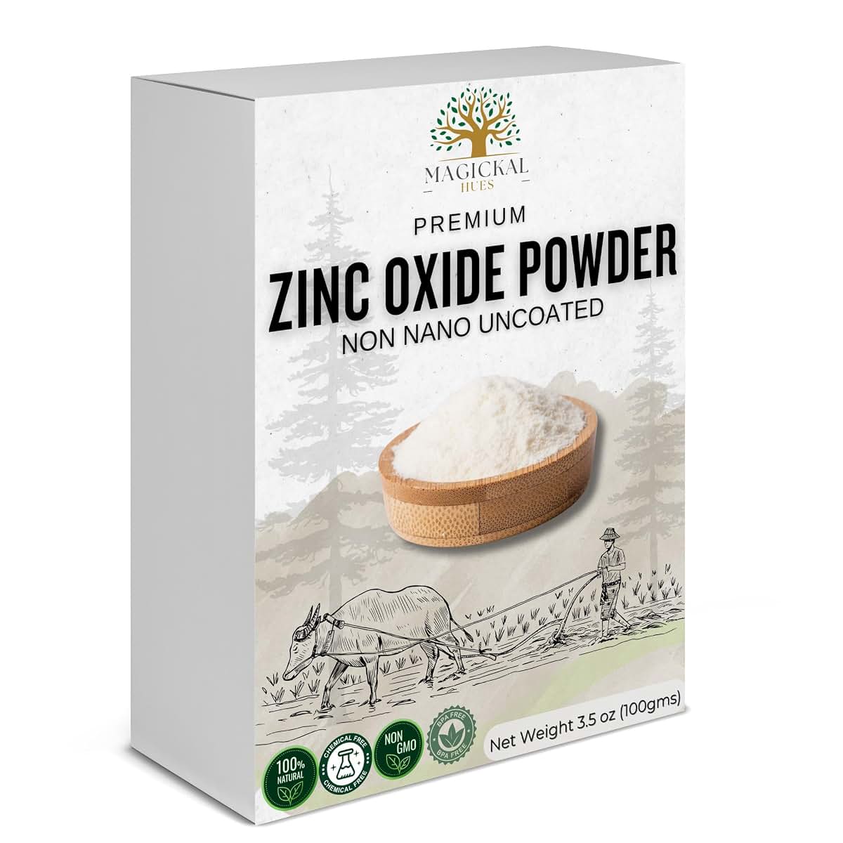 Magickal Hues Zinc Oxide Powder Non-Nano 3.5 oz For Baby Diaper Rash Cream Pure Zinc Powder for DIY Cosmetic, Skin