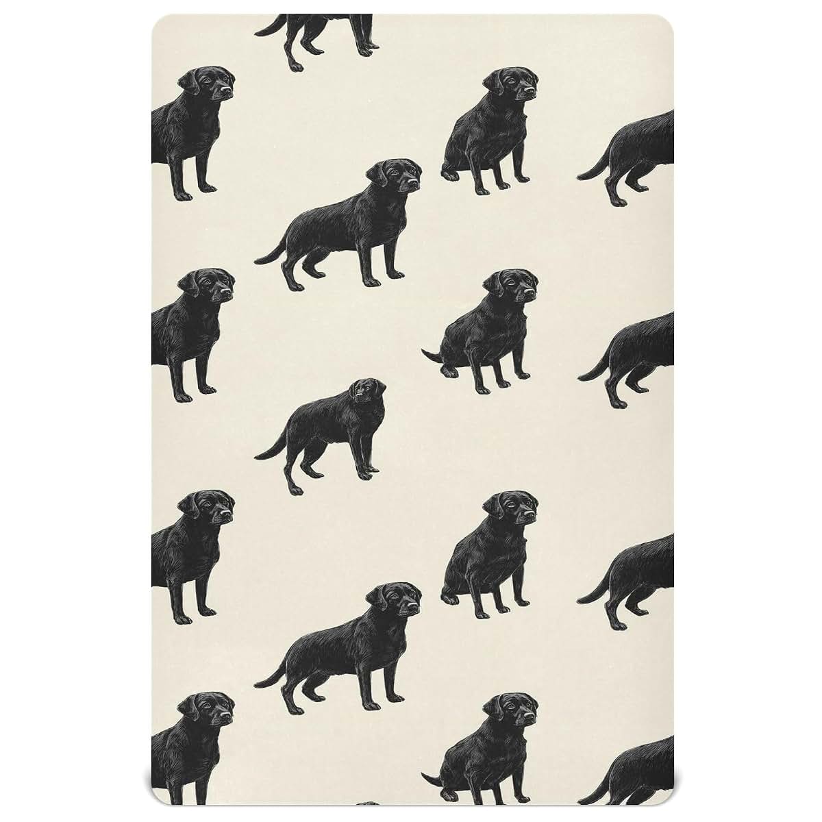 Pfrewn Black Labrador Retriever Fitted Crib Sheet