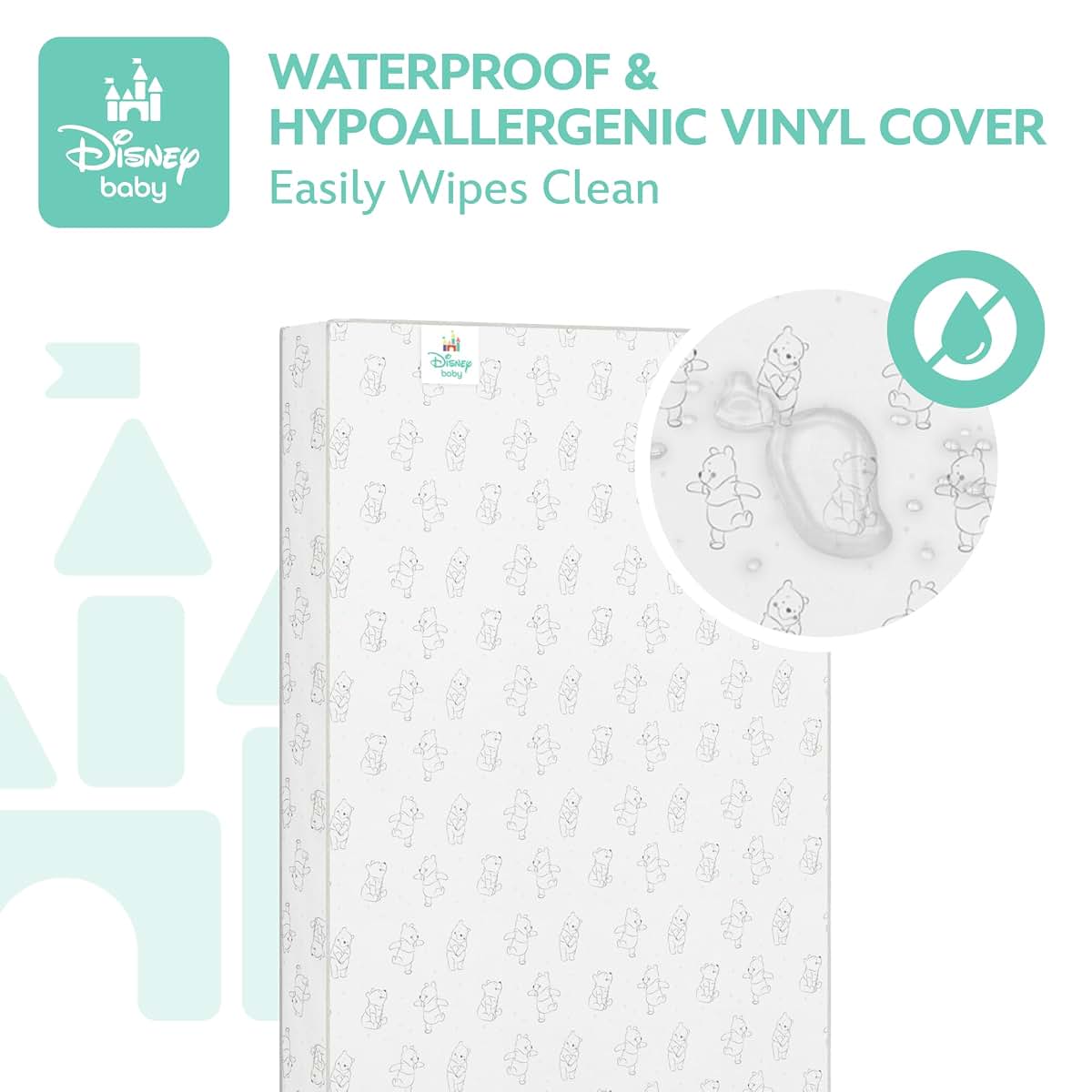 Delta Children Disney Winnie the Pooh Crib & Toddler Mattress, Dual-Sided Waterproof