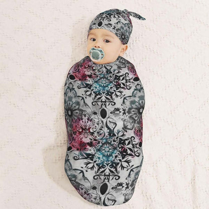 Muishi Vintage Mandala Newborn Swaddle Blanket and Hat Set