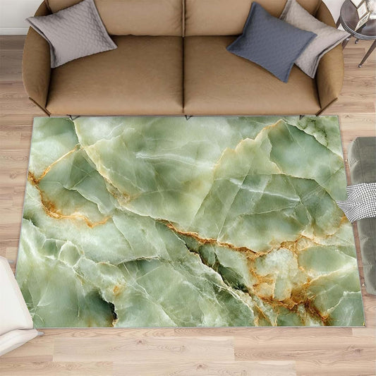 HYGIUID Modern Luxury Marble Area Rugs 4x5 - Stone Textured Marbling Rug for Entryway, Abstract Green Marble Washable