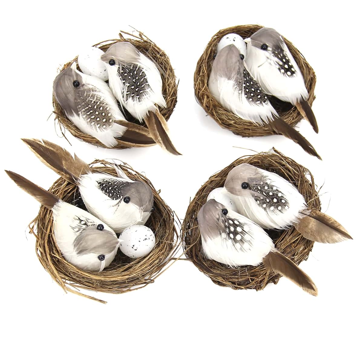 QERPON Artificial Birds and Bird Nest and Bird Set Miniature Ornament