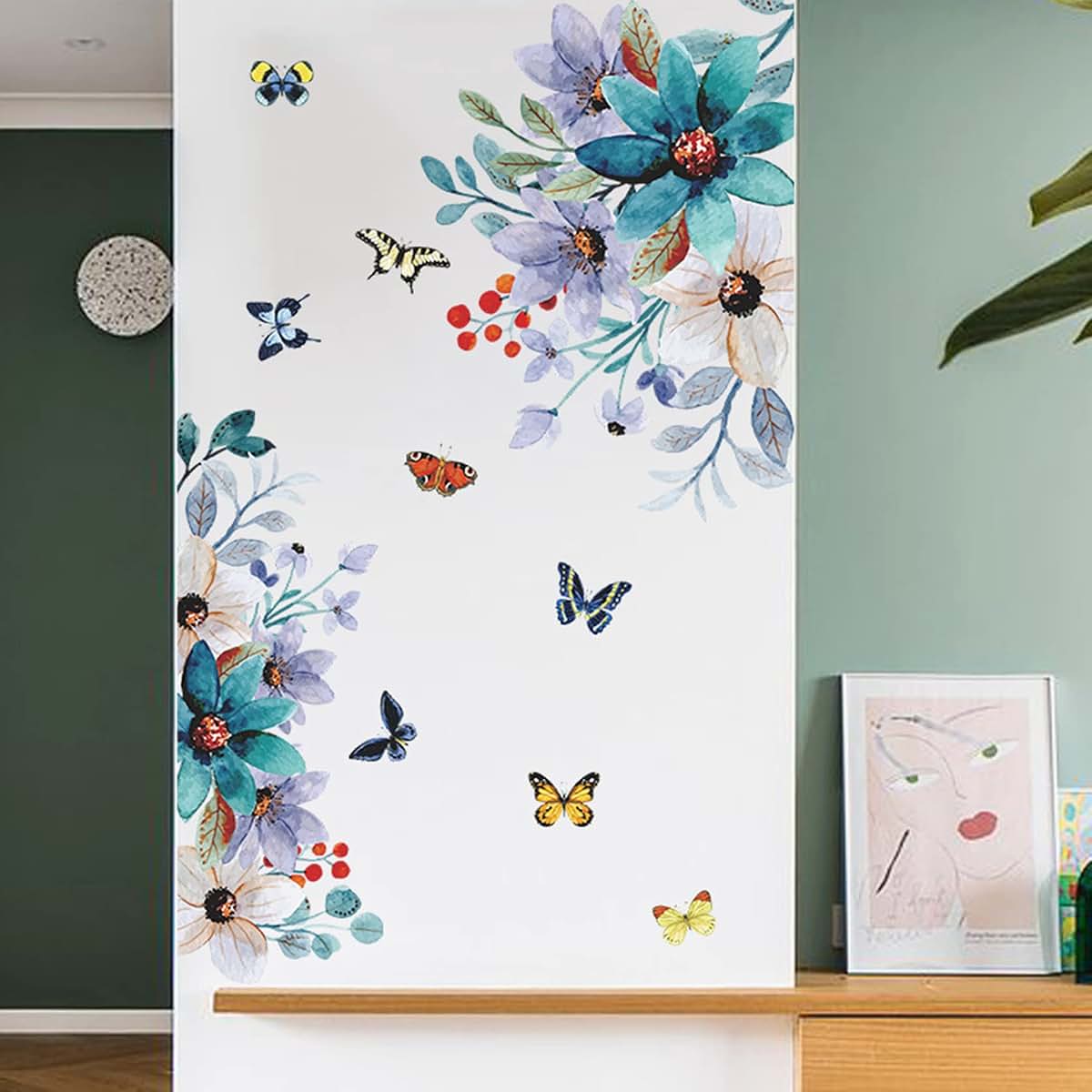 AL Raied Flower Wall Decals Peel And Stick Floral Wall Stickers