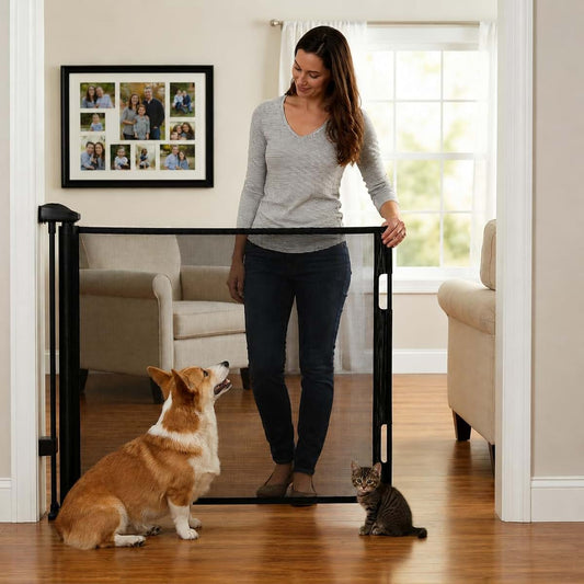 Usdirect Retractable Pet Gate For Stairs And Wide Openings
