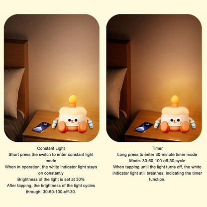 Hamwesh LED Night Lamp, Soft Silicone Birthday Cake Night Light for Kids with Phone Holder & 3 Level Dimming (photo 4)