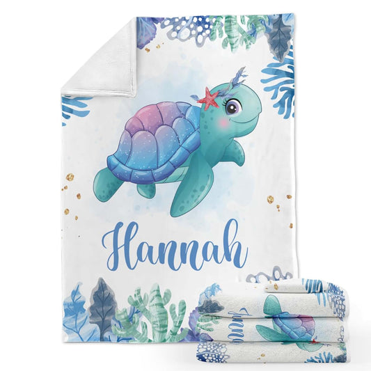 Voz Personalized Baby Blankets with Name, Customized Baby Blankets for Girls- Bear Baby Blanket, Best Gift for Baby