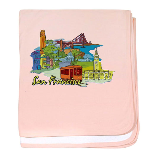 CafePress San Francisco Travel Poster Baby Blanket for Newborn Swaddle