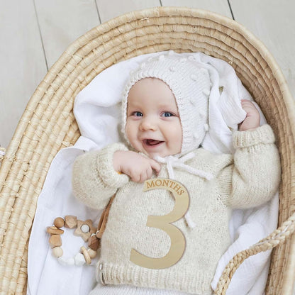 Milestone Baby Photo Props Set | Wooden Monthly Card Numbers for Announcements