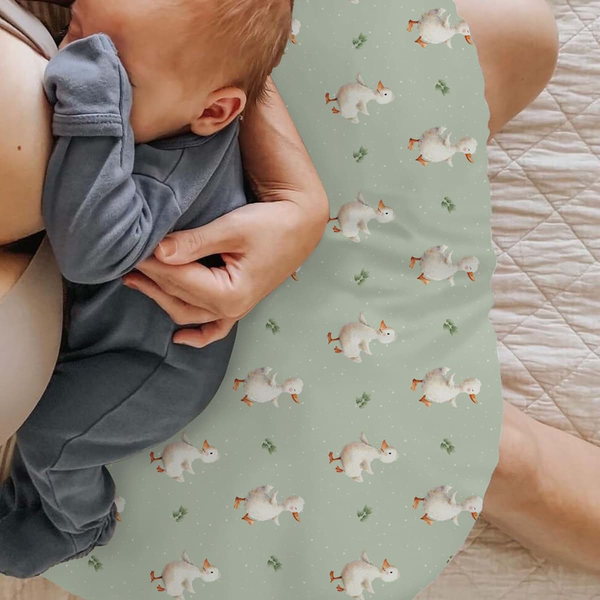 Selgkds Spring Duck Boho Leaves Nursing Pillow Cover (photo 3)