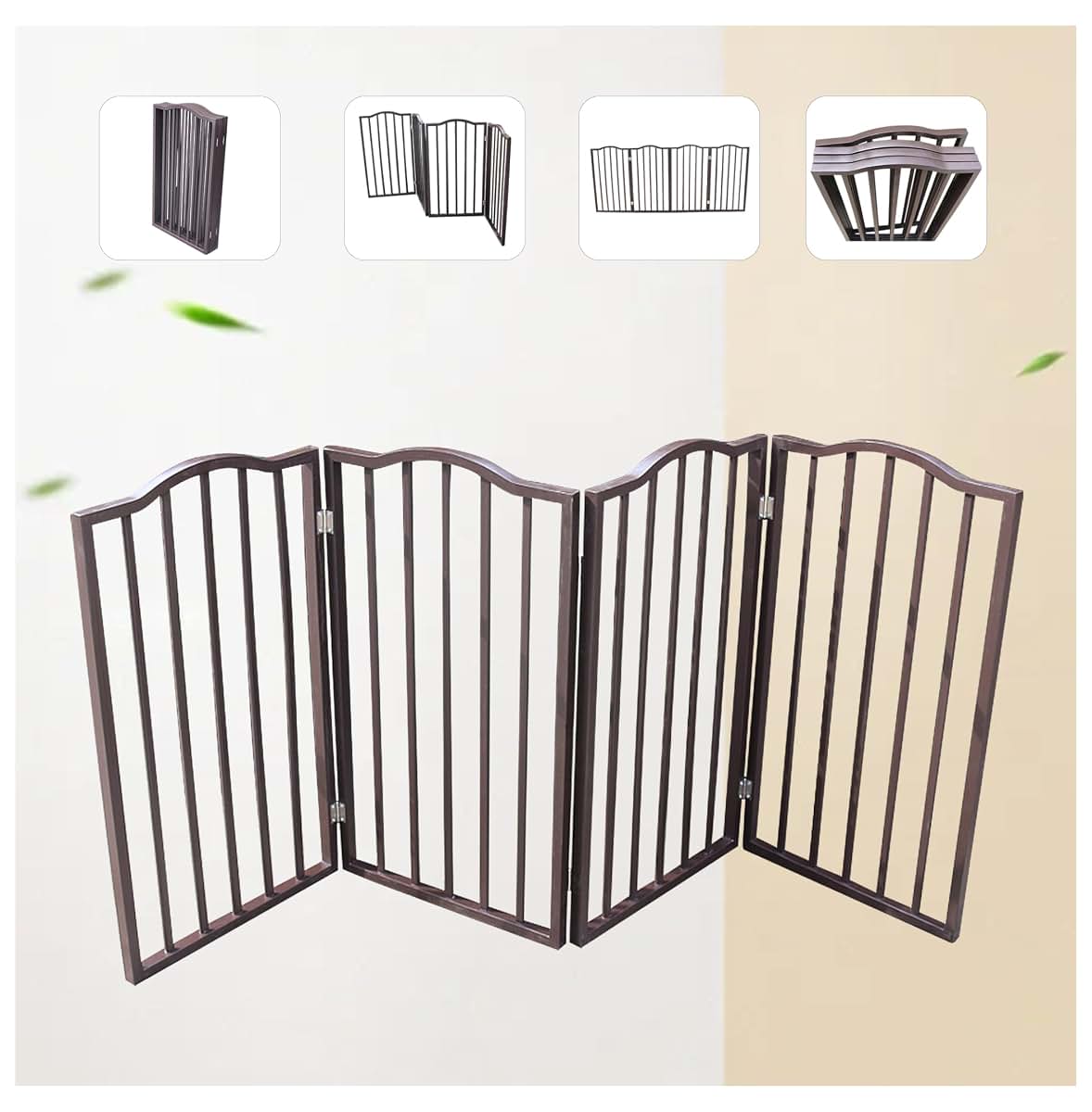 Freestanding Folding Wooden Pet Gate for Doorways and Hallways