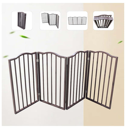 Freestanding Folding Wooden Pet Gate for Doorways and Hallways