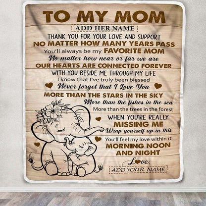 TeesReal Personalized to My Mom Gifts Blanket from Daughter Son Children Elephant My Favorite Mom Birthday Gifts Mommy (photo 3)