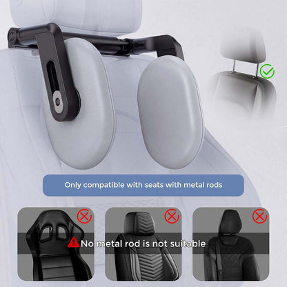 Zurefano Adjustable Car Headrest Pillow with Hooks, Grey