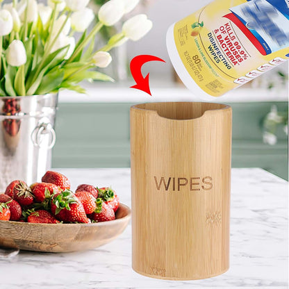Kokone Farmhouse Bamboo Wipes Dispenser For Kitchen And Bathroom (photo 3)