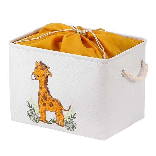 INough Large Toy Storage Box with Giraffe 3D Animal Embroidery