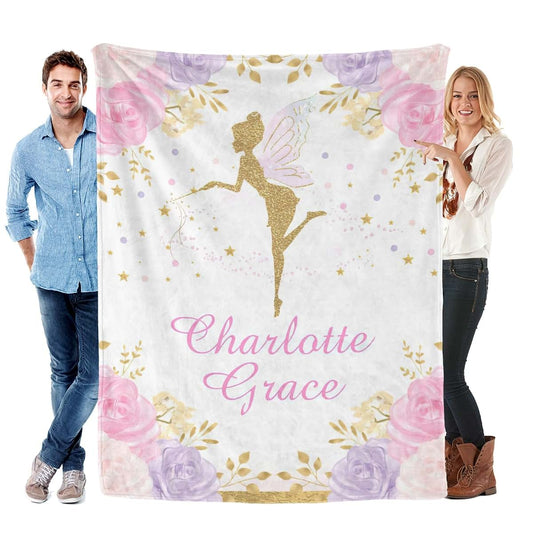 ColorAce Personalized Baby Blankets for Girls Customized Baby Blanket with Name Personalized Baby Girl Gifts Baby Girl