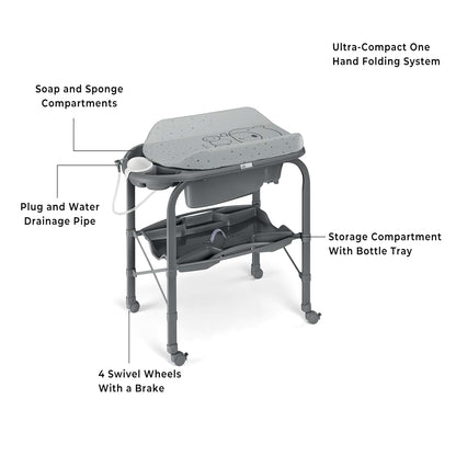 Sorelle Furniture Bagnetto Cambio Portable Baby Bathtub with Changing Table, Foldable Infant Diaper Changing Station (photo 3)