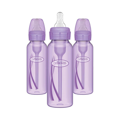 Dr. Brown's Anti-Colic Options+ Narrow Baby Bottles Purple 8 oz 3-Pack