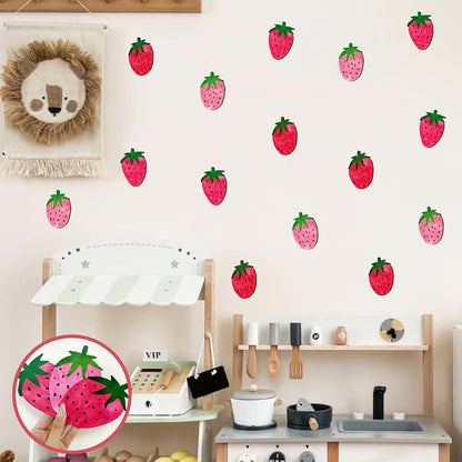 BabyOneStop Wooden Strawberry Wall Decor - 15 Piece 3D Fruit Wall Art for Nursery & Kids Room