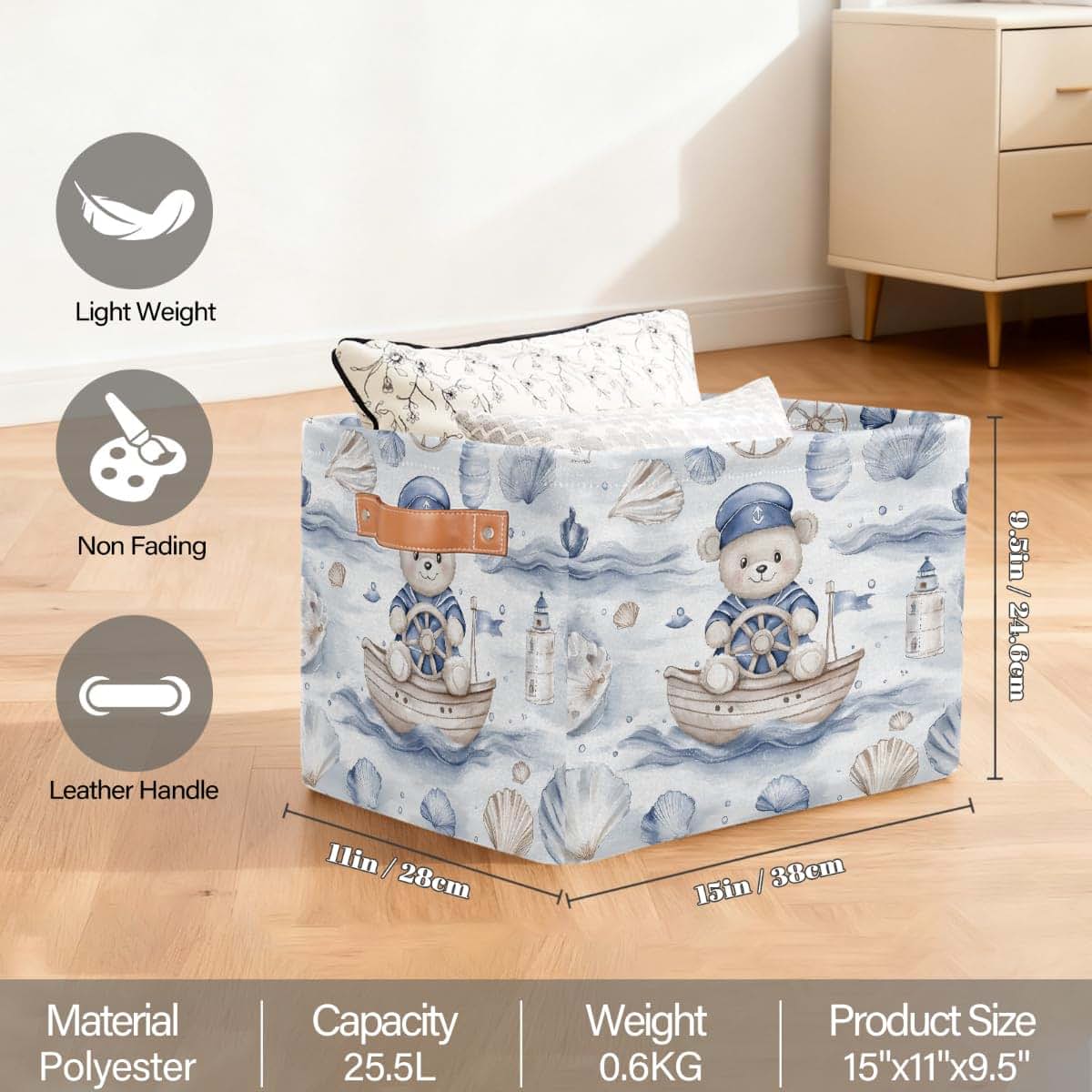 Potluxt Rectangular Nursery Baby Basket - Collapsible Storage Organizer