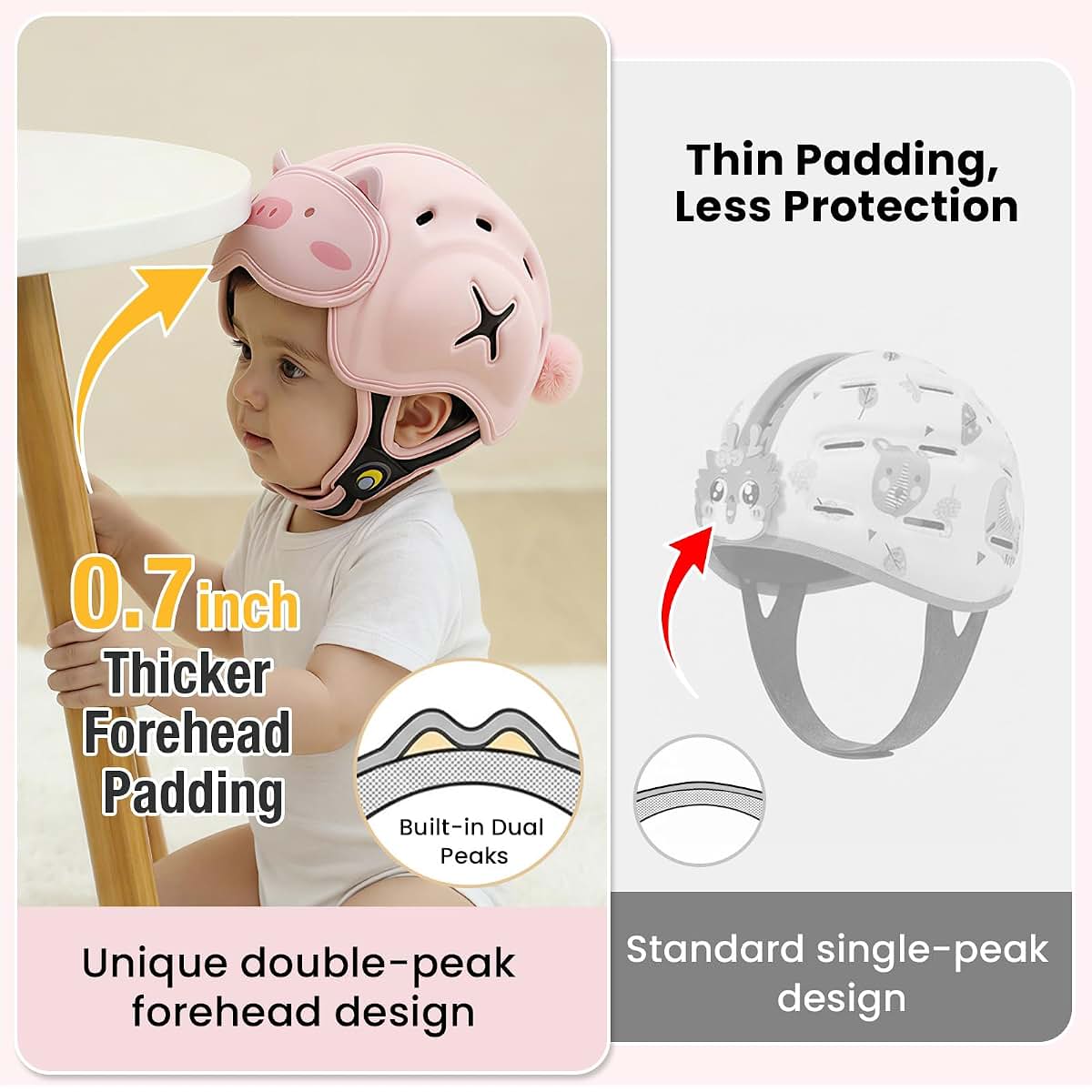 Mambobaby Baby Head Protector Baby Helmet for Crawling Walking- Extra-Thick Deep Forehead Padding, Toddler Helmet 6-24 (photo 4)