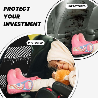 Vendhui Black White Checkered Car Seat Back Kick Protectors, 2 Pack