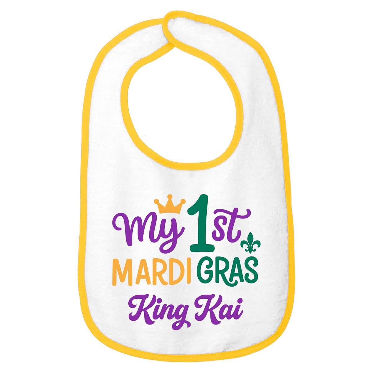 Smiling Jindo Personalized My First Mardi Gras Baby Bib