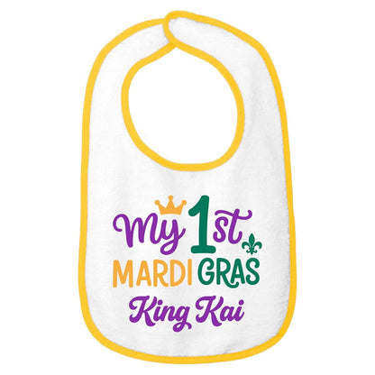 Smiling Jindo Personalized My First Mardi Gras Baby Bib