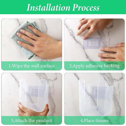 Clear Wall-Mounted Wipes Dispenser Holder Set for Bathroom and Kitchen