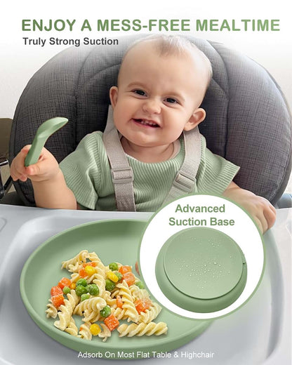 Qyeejong Silicone Suction Plates for Toddlers (3-Pack)