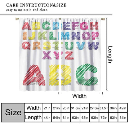 SENRUEGT ABC Alphabet Kids Bedroom Curtains, 42x45 inch