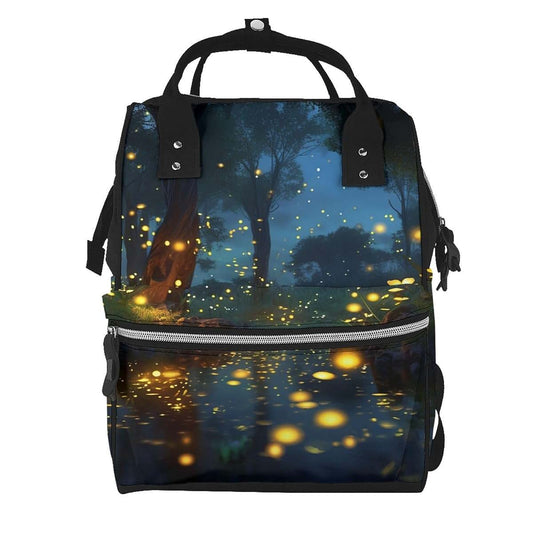 HCBPWVQA Fireflies Print Diaper Bag Multifunction Laptop Backpack Travel Daypacks Large Nappy Bag, Black