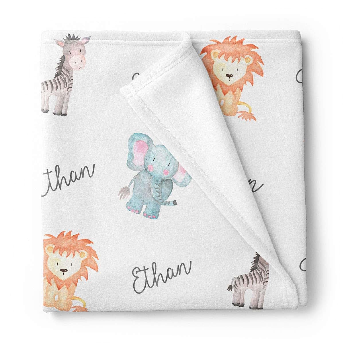 Lovable Gift Co Safari Animals Personalized Baby Blanket