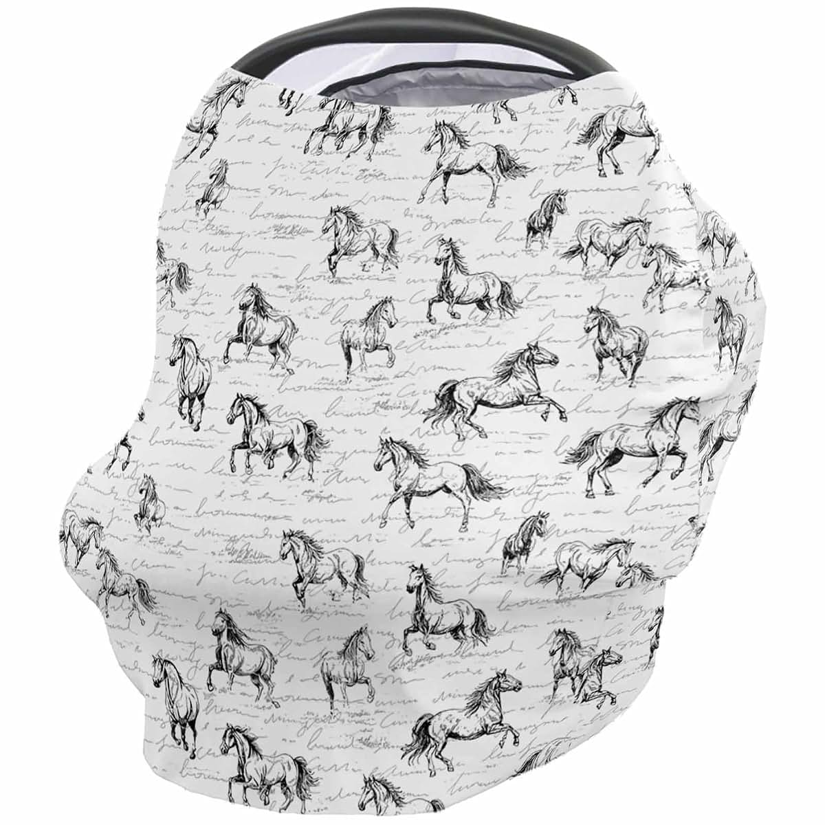 Zadaling Nursing Cover for Breastfeeding Scarf Line Art Horses