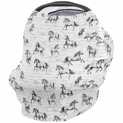 Zadaling Nursing Cover for Breastfeeding Scarf Line Art Horses