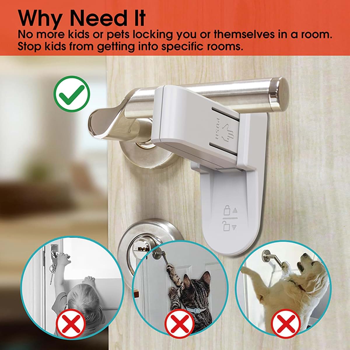iLulala-USA 2-Pack Child Proof Door Lock, Adhesive Install