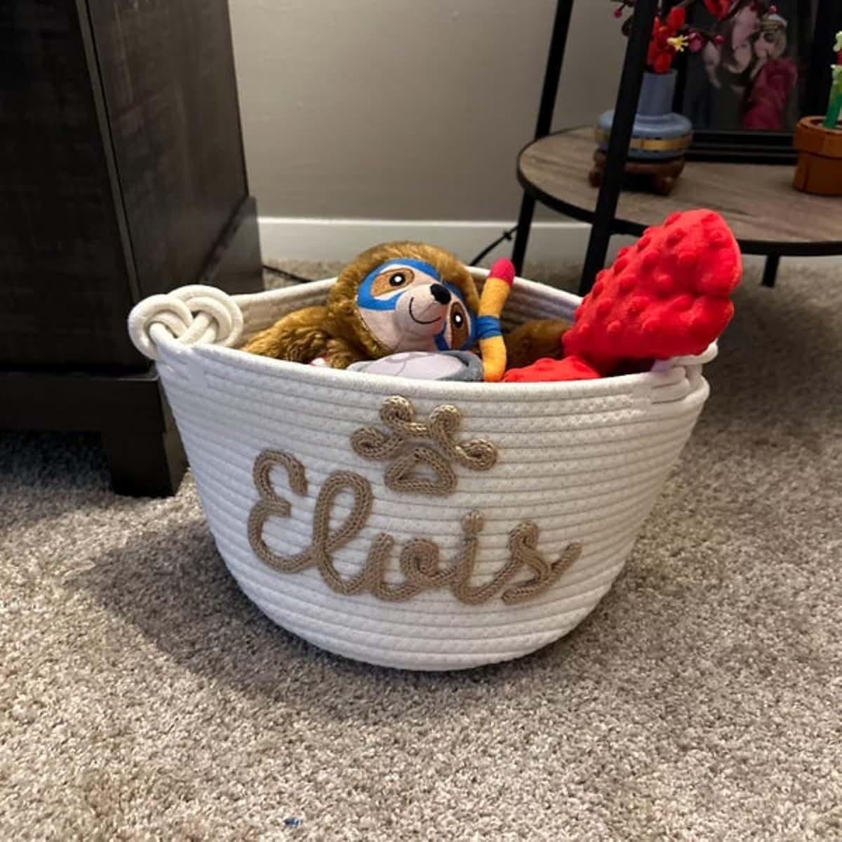 Andisijq Personalized Dog Toy Basket Custom Name Storage Bin (photo 3)