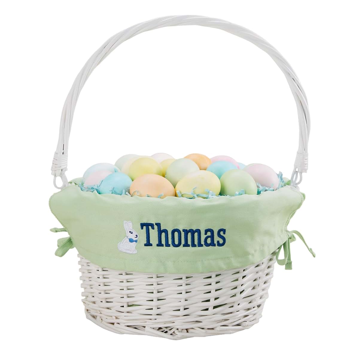 Personalization Universe Bunny Name Personalized Willow Easter Basket – Custom Kids Easter Egg Basket – Embroidered