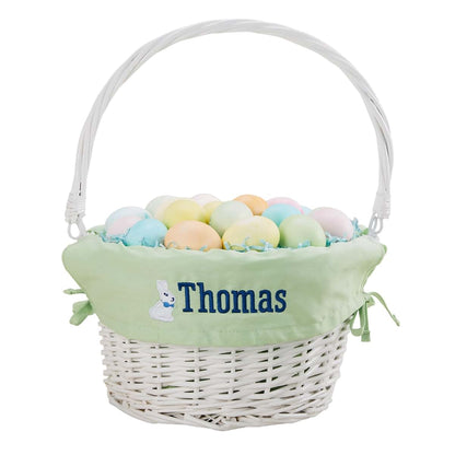 Personalization Universe Bunny Name Personalized Willow Easter Basket – Custom Kids Easter Egg Basket – Embroidered