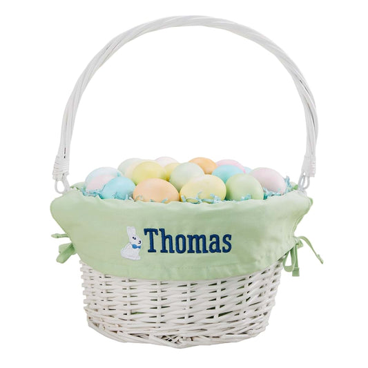 Personalization Universe Bunny Name Personalized Willow Easter Basket – Custom Kids Easter Egg Basket – Embroidered