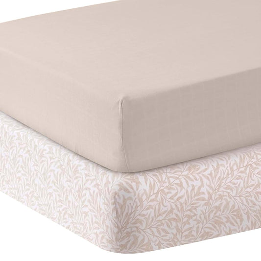 MOZAH Organic Muslin Crib Sheets 2-Pack