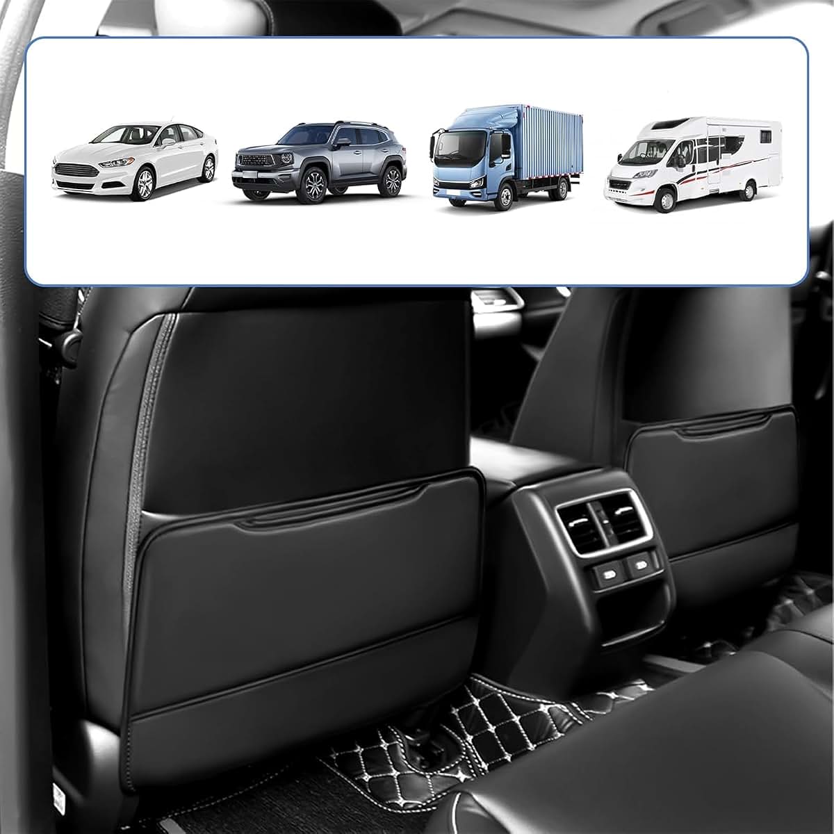 BAWPMAQY 2-Pack Car Seat Kick Mat Protectors in Black (photo 3)