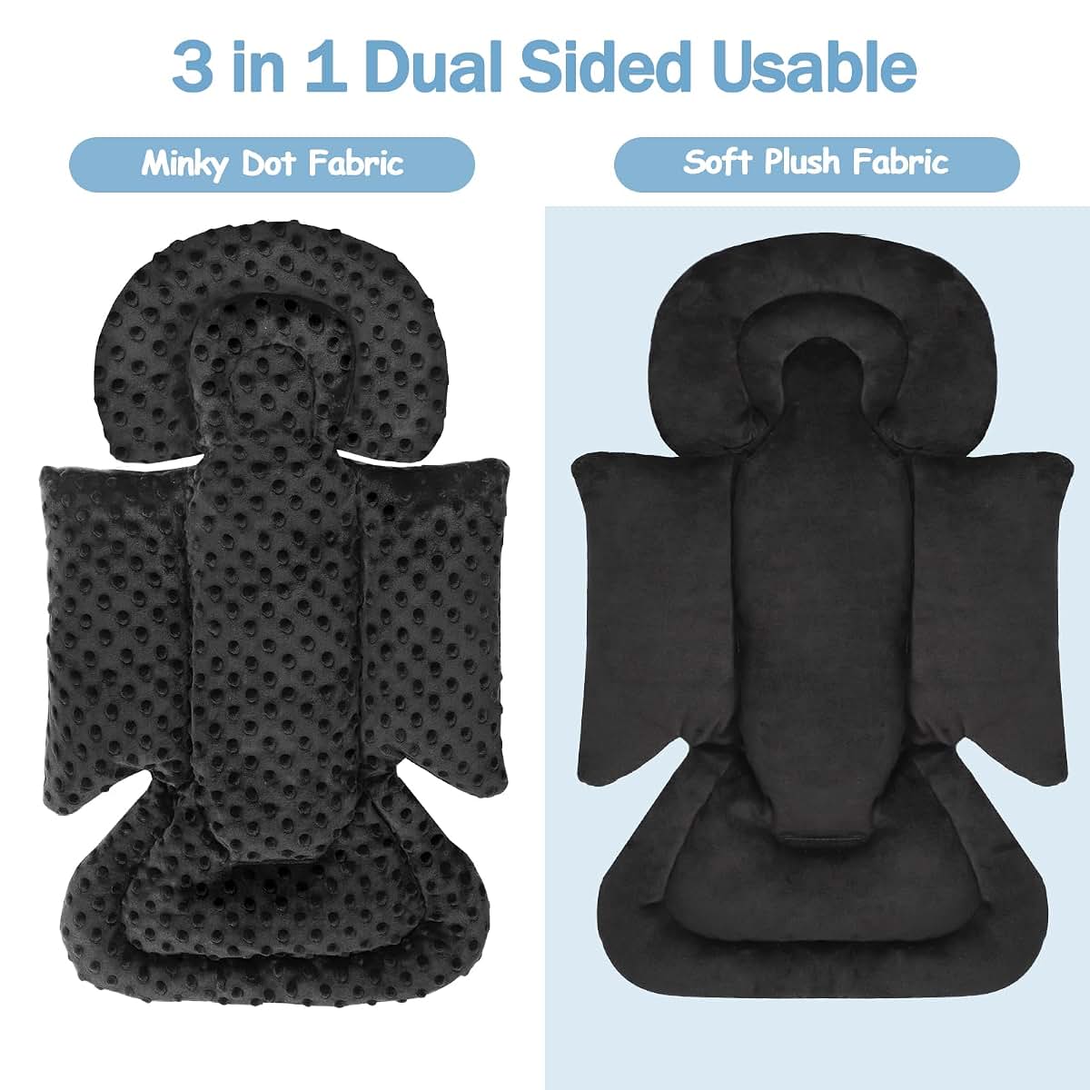 Jundetye Infant Car Seat Insert Black, Newborn Head Support and Strap Pads (photo 2)