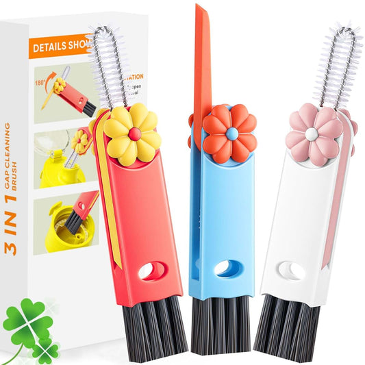 LJJYIJUN 3 in 1 Cup Lid Cleaning Brush, Multifunctional Gap Cleaning Brush, Home Kitchen Crevice Brush, Portable Bottle
