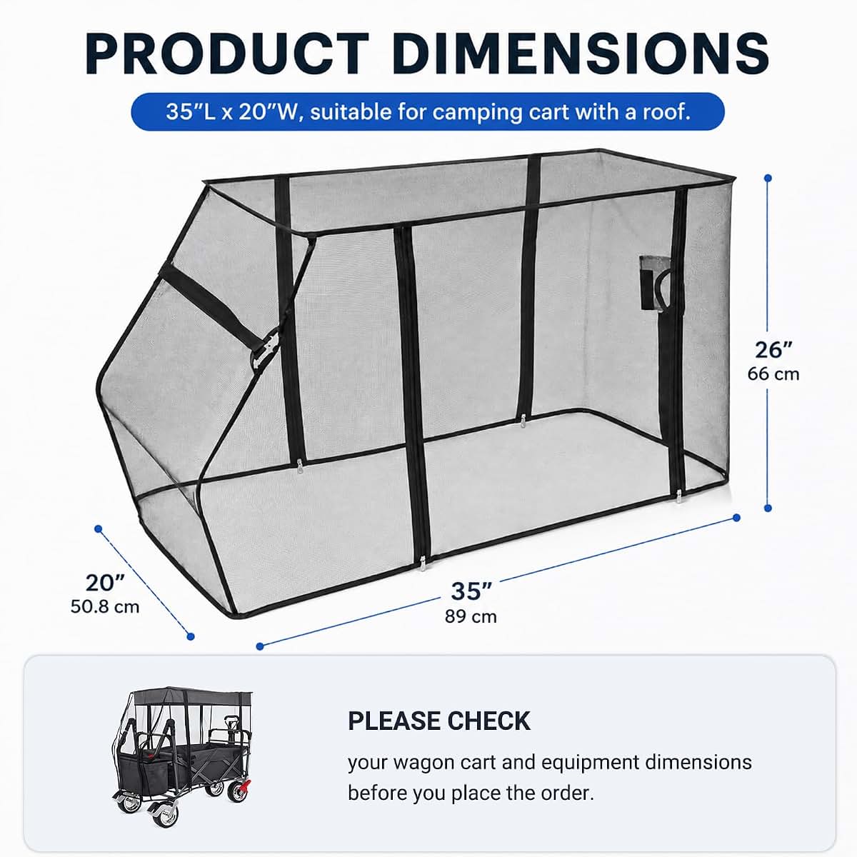 SHINETEC Wagon Mosquito Net Cover with Zipper, 35 x 20 Inches, Black