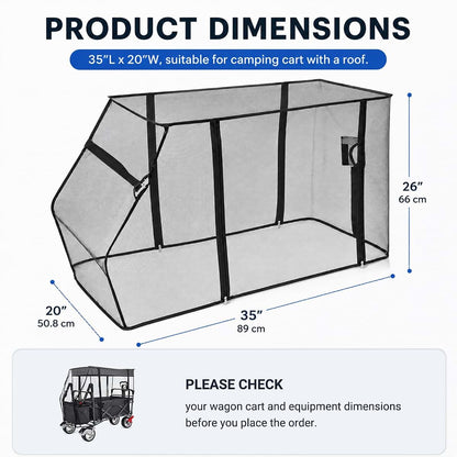 SHINETEC Wagon Mosquito Net Cover with Zipper, 35 x 20 Inches, Black