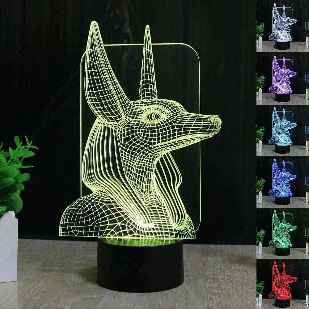 Jinnwell 3D Egyptian Pharaohs Illusion Night Light With 7 Color Touch Switch