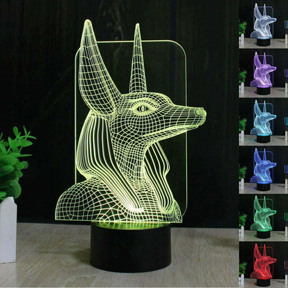 Jinnwell 3D Egyptian Pharaohs Illusion Night Light With 7 Color Touch Switch