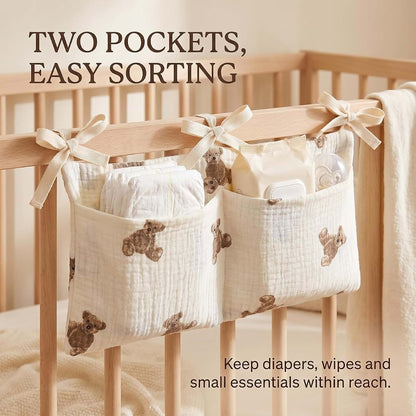 Little Bear White Bedside Hanging Organizer for Crib and Nursery