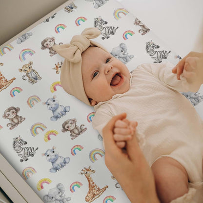 BabyOneStop Safari Jungle Animals Changing Pad Cover 32x16 Soft Polyester Fitted Sheet